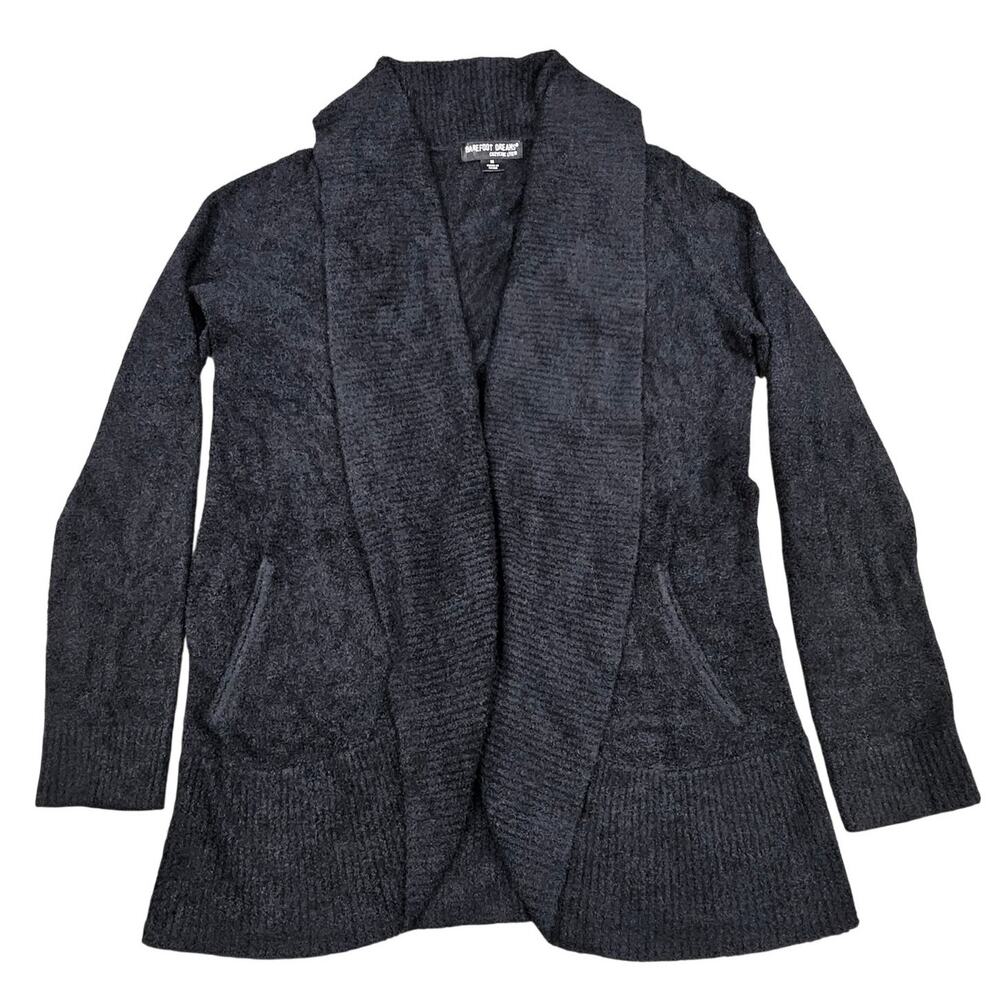 BAREFOOT DREAMS COZYCHIC LITE CIRCLE KNIT CARDIGAN – WOMEN’S MEDIUM – BLACK